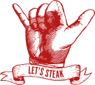 Ikona ręki z napisem let's steak